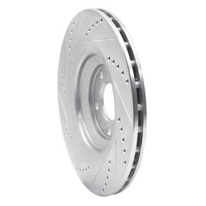 Audi A6 Brake Rotor (1) - Rear Right - R1 Concepts - Drilled & Slotted - Silver - `05-`11